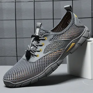 Heren Buiten Ademend Mesh Schoenen Lichtgewicht Zachte Zool Waterschoenen Casual Opengewerkt Sport Wandelen Sneakers Voor Heren