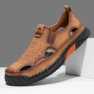 Heren Casual Strand Sandalen Zomer Microvezel Leer Hol Ademend Klompen Ultra Lichte Zachte Zool Anti Collisie Outdoor Schoenen