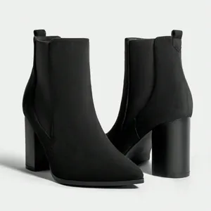 Women Pointed Toe Block Heel Ankle Boots Snake Print Faux Leather Chelsea Boots High Heel Martin Boots For Winter