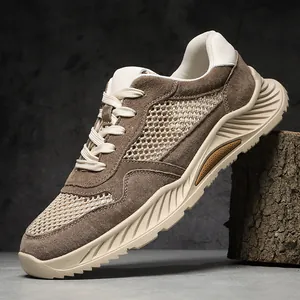 Heren Casual Mesh Schoenen Ademend Varkensleer Outdoor Werk Rijschoenen Lichtgewicht Mode Sneakers