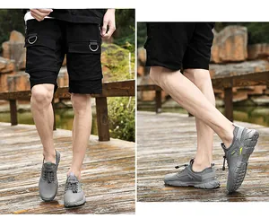Scarpe da uomo in mesh grigio traspirante con lacci elastici e suola morbida dettaglio
