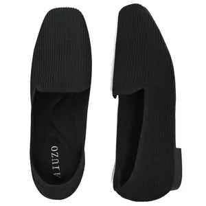Dames Casual Ronde Neus Fly-Knit Loafers Ademend Slip-On Platte Schoenen Retro Mesh Wandelschoenen Lichtgewicht Comfort