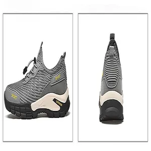 Scarpe sportive da esterno in mesh grigio per uomo con dettagli vista laterale e posteriore
