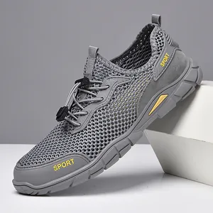Heren Outdoor Ademende Mesh Sneakers Grote Maat Ajour Casual Mesh Schoenen Met Zachte Rubberen Zool Voor Wandelen