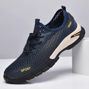 Scarpe sportive estive da uomo in rete traspirante blu navy con suola antiscivolo morbida