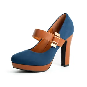 Women Lolita Mary Jane Shoes Platform Block Chunky Heel Round Toe Hook And Loop Ankle Strap High Heels For Banquet Daily Wear
