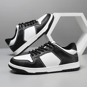 Κλασικά ασπρόμαυρα unisex casual αθλητικά παπούτσια με κομψό σχέδιο με κορδόνια