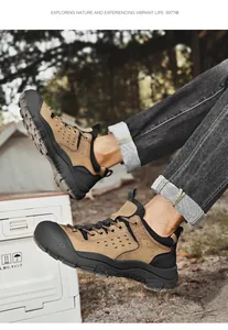Outdoor wandelschoenen voor heren met zachte antislipzool in kaki en zwart