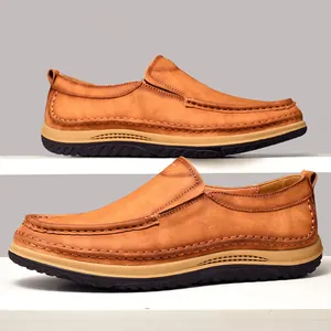 Mocassini casual da uomo in pelle premium con suola spessa antiscivolo per esterni