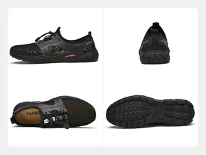 Professionele meervoudige weergaven van zwarte ademende mesh heren sportschoenen met zachte zool