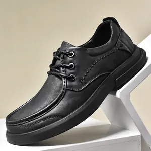 Premium zwarte herenschoenen van rundleer voor zakelijk gebruik met zachte zool