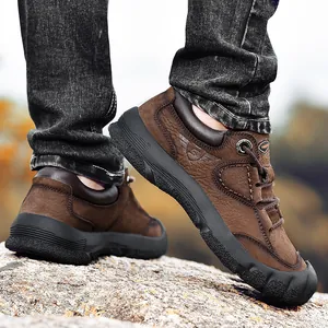 Scarpe da trekking in pelle da uomo con suole in gomma antiscivolo per attività all'aperto
