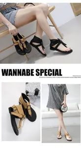 Chic retro thong flat sandals for women featuring stylish buckle straps and Roman style