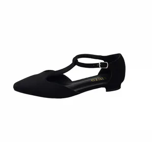 Women's Elegant T-Strap Pointed Toe Flat Shoes Casual Suede Denim Snake Print Closed-Toe Sandals For Office Daily Dress