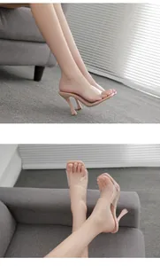 Detailansicht eleganter transparenter PVC-Heels mit offenem Zehenbereich