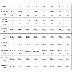 Detailed size guide and measurements for women's pointed-toe high-heel long boots.
