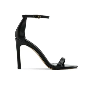 Women's French Minimalist Ankle Strap Stiletto High Heel Sandals Elegant Single Strap Mirror Leather Shoes For Wedding Party