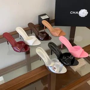 Multiple colors of stylish high heel mule sandals with open toe design and slim heels