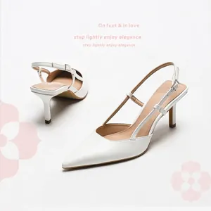Sandali a Punta con Tacco a Spillo Slingback da Donna in Pelle Verniciata Scarpe Eleganti da Ufficio Minimaliste Estive
