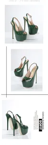 Elegante dunkelgrüne High Heels mit Krokodilprägung, 16 cm Pfennigabsatz und Plateau-Sohle.