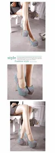 Macro view of elegant high-heeled glitter platform pumps in a shimmering blue finish.