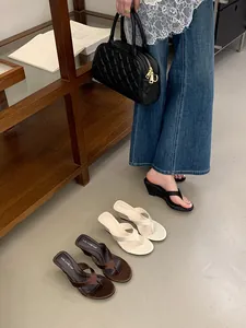 Elegant high-heel wedge thong sandals in multiple colors for a chic summer look