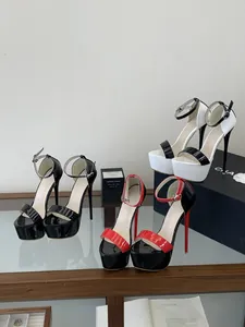 Various color styles of 16cm platform high heel sandals with ankle straps