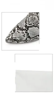 Close-up showing the detailed snakeskin pattern texture of pointed-toe women boots