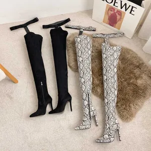 Sexy pointed toe over-the-knee thigh high boots with stiletto heels for clubwear