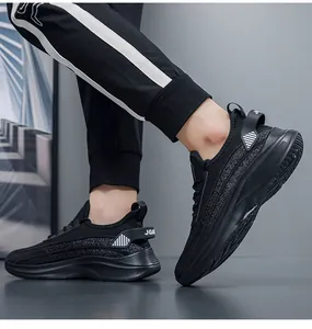 Detailed view of breathable black mesh sneakers for men in large sizes like 49 and 50