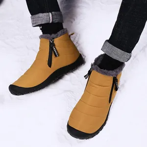 Wasserdichte gelbe Wintersneestiefel mit praktischem Seitenreißverschluss und Fellfutter