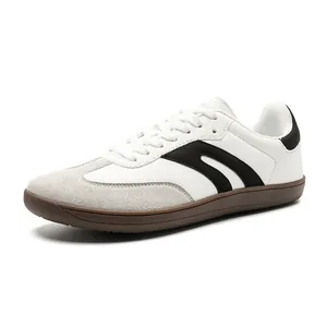 Sneaker professionali in pelle bianca e grigia con punta larga per uomo e donna stile GAT