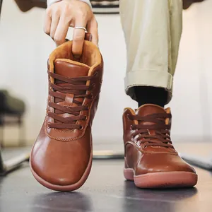 Bottes de neige marron à bout large avec doublure en polaire chaude pour l'hiver