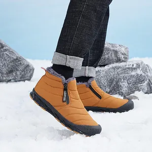 Unisex Mid-Top Waterdichte Sneeuwlaarzen Warme Kunstbont Voering Outdoor Winterschoenen Met Zijrits Antislip Rubberen Zool
