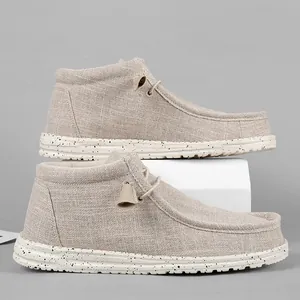 Stylish high-top canvas loafers with unique speckled non-slip rubber soles for men and women