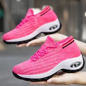 Chaussures Chaussettes Flyknit Décontractées pour Femmes Maille Respirante Coussin d'Air Plateforme Baskets Chaussures de Sport