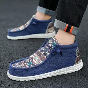 Tribal-Print Canvas High-Top Loafer Für Herren Damen Leicht Atmungsaktiv Ethnisch Slip-On Freizeitschuhe Gesprenkelte Sohle Wanderschuhe