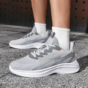 Large Size Men's Breathable Fly-Knit Sports Shoes Lightweight Anti-Slip Running Shoes Summer Casual Sneakers