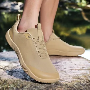 Men Wide Toe Box Hiking Shoes Outdoor Casual Sneakers Breathable Anti-Slip Canvas Walking Shoes For Men Daily Commute