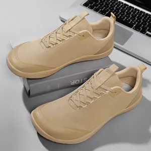 Breathable khaki men's wide toe box hiking shoes for outdoor trekking and casual daily wear