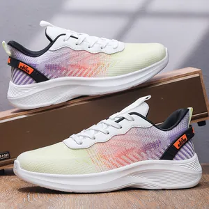 Chaussures de Course Homme Grande Taille 49 50 Respirant Baskets en Maille Tissée Semelle Épaisse Amorti Chaussures Casual Sportif Homme