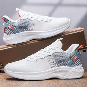 Chaussures de course homme grande taille en tricot respirant à semelle épaisse amortie