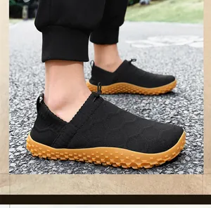 Side view of breathable fly-woven slip-on outdoor casual shoes for men.