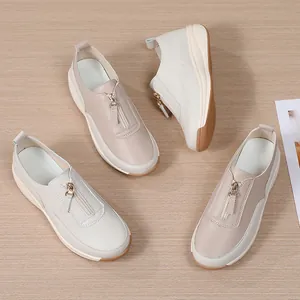 Lässige Damen-Loafer mit dicker Sohle, Reißverschluss und praktischem Slip-On