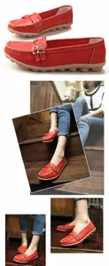 Multiple views of wine red leather loafers featuring soft soles and lifestyle shots