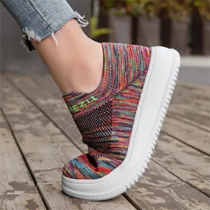 Flexible flyknit slip-on sneaker with thick white sole showing softness and comfort