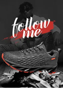 Detail view of breathable knit running shoe with textured mesh and hollow shock-absorbing sole.