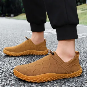 Wide Toe Fly-knit Mesh Slip-On Sports Shoes For Men Women Breathable Barefoot Outdoor Hiking Walking Shoes Sneakers