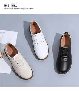 Overhead view showing women's soft-sole loafers in white, beige, and black tones.