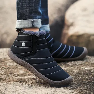 Classic black waterproof snow boots with warm fleece lining for outdoor winter hiking